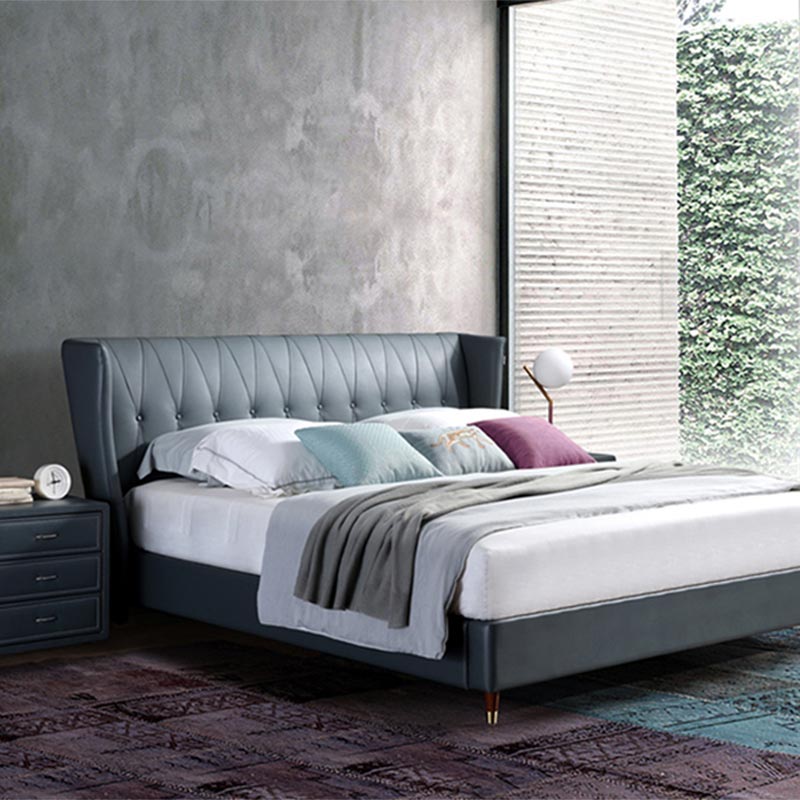 Katil Kayu Pejal Berbalut Kulit Penuh